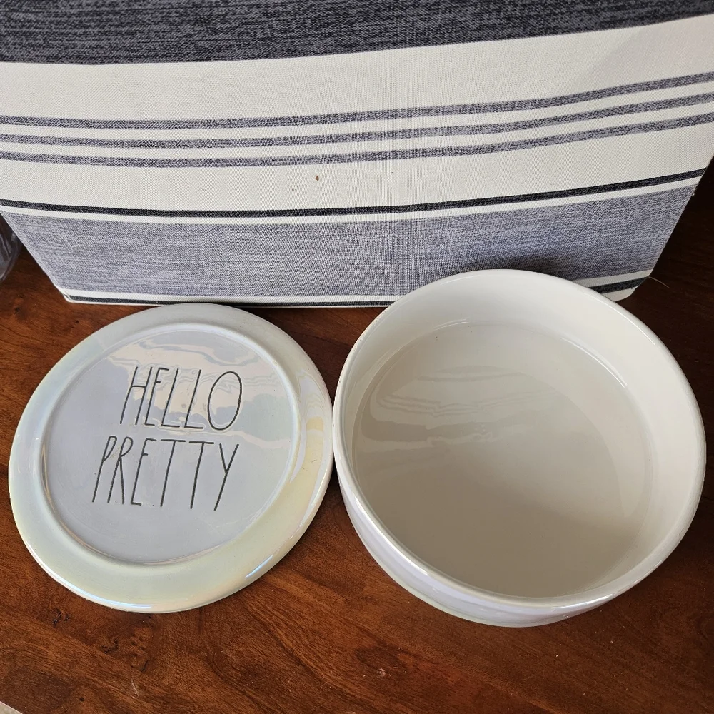 Rae Dunn Hello Pretty Ceramic Storage Container Iridescent